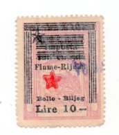 1945 ITALY,CROATIA,FIUME,RIJEKA,ITALIAN REVENUE STAMP,OVERPRINTED,10 LIRE - Fiume & Kupa