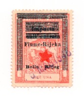 1945 ITALY,CROATIA,FIUME,RIJEKA,ITALIAN REVENUE STAMP OVERPRINTED,1 LIRE - Fiume & Kupa