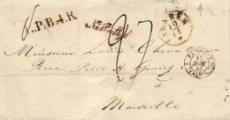 1848- Letter From ARNHEM To Marseille - L.P.B.4.R. Black + PAYS-BAS 2 VALnes + Na P..... - ...-1852 Préphilatélie