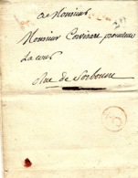 Sans Date - 1ère Période - Petite Poste De Paris - Remise à Un Boitier  6 38  1 E Lvee  29   Au Dos - Facteur  Q  / 1 - 1792-1815 : Departamentos Conquistados