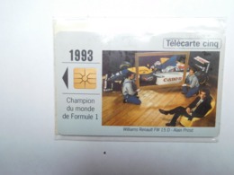 Carte Téléphone Privée , 5U , Auto Renault Williams Renault , FW 15 D , Formule 1  , Sous Blister Ouvert , 25 000 Ex - Privadas