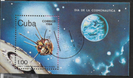 CUBA - 1984 - GIORNATA DELLA COSMONAUTICA - FOGLIETTO USATO - (YVERT BF80 - MICHEL BL 81) - Amérique Du Nord