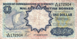 MALAYA & BRITISH BORNEO 1 DOLLAR 1959 F P-8A "free Shipping Via Registered Air Mail" - Sonstige – Asien