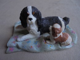 Statuette De Chien - Berger De Montagne Et Son Chiot - Animali