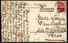 GRANDE BRETAGNE - LEVANT N°13 / CP DE SMYRNA LE 1/11/1911 POUR PARIS - TB - Britisch-Levant