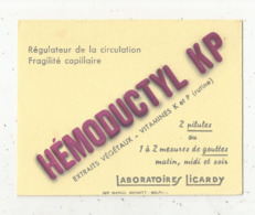 Buvard , Laboratoires LICARDY ,  HEMODUCTYL KP ,régulateur De La Circulation, Fragilité Capillaire,frais Fr 1.45 E - Chemist's