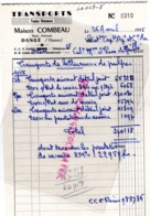 86-  DANGE- FACTURE MAISON COMBEAU -TRANSPORTS  ROUTE NATIONALE- 1956 - Transports