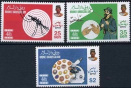 Brunei 1988 S#395-397 World Health Organization WHO MNH Medicine Insect Mosquito Microscope Malaria - Brunei (1984-...)