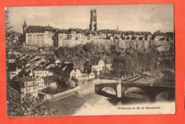 MYB-22 Fribourg Vue De La Neuveville, Sarine, Vieille Ville Et Cathédrale, Circulé, 1923  Burgy 1102 - Fribourg