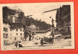 MYB-25 Fribourg Carte-Photo Pont Du Gottéron Après Catastrophe 9 Mai 1919.ANIME. Circulé 1922, SAvigny 1488 - Fribourg