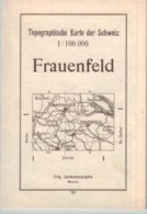 Karte Der Schweiz - Frauenfeld 1: 100000 1934 -~77 X 55 Cm Schaffhausen - Winterthur - Konstanz - Topographische Karten