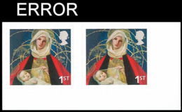 GREAT BRITAIN 2005 Christmas 1st Maria Jesus Painting CORNER PAIR ERROR:Intact Matrix - Errors, Freaks & Oddities (EFOs