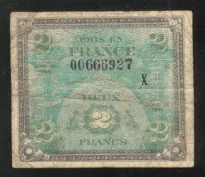 Billet 2 Francs Drapeau 1944 Série X - 1944 Flagge/Frankreich