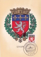 France N° 1181 - Blason De Lyon - Carte Maximum - 1950-1959