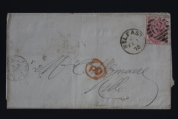 Great Britain: Cover SG 144 Plate 15 Belfast Nr 62 ToLille France 1875 - Briefe U. Dokumente