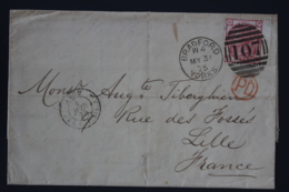 Great Britain: Cover SG 144 Plate 16 Bradford To Lille  France 1875 PD In Red - Storia Postale