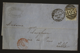 UK Letter Bradford  -> Lille 1880  SG 142 Plate 19 - Cartas & Documentos