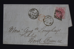 UK Cover Belfast   -> Lille 1874  SG 144 Plate 12  PD In Red - Covers & Documents