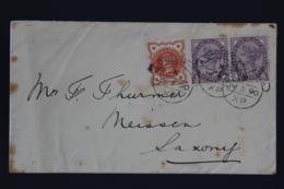 UK Cover SG 197 + Strip Of 2 * SG 172 1890 London -> Meissen Germany - Lettres & Documents