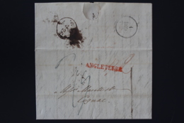 UK Letter London Single Ring  To Cognac  France ANGLETERRE In Red 1-12-1826 - ...-1840 Prephilately