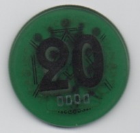 Jeton De Casino Vicomte Dinard 20 Anciens Francs (Transparent Vert) Numéroté : 0000 ! - Casino