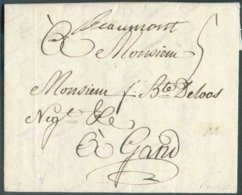 LAC De (manuscrit) Beaumont (H.4, C.19) Du 1/04/1788 Vers Gand; Port '5' Sols (encre). Splendide Marque Et Très Frais. - - 1714-1794 (Pays-Bas Autrichiens)