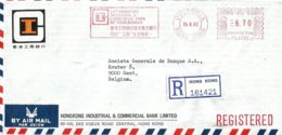 Hong Kong 1983 Victoria Meter Pitney Bowes-GB “6300” PB6559 Slogan Bank Registered Cover - Brieven En Documenten