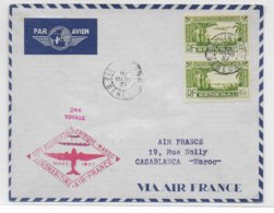 1937 - SENEGAL - ENVELOPPE 2° VOYAGE (RARE) AEROMARITIME COTE OCCIDENTALE D'AFRIQUE De ZIGUINCHOR => CASABLANCA - Lettres & Documents