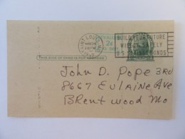 Etats-Unis / USA - Entier Postal 1 Cent Jefferson "Revalued 2 Cents" - Saint Louis Vers Brentwood - 1952 - Lowry Motor - 1941-60