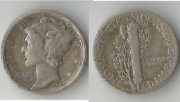 USA 1 DIME 1943 ARGENT - 1916-1945: Mercury (kwik)