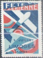 Aviation, Vignette Fete Aerienne De Limoges 1931 - Aviación