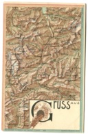 Gruss Aus CARTE DE SUISSE Autour D'Andermatt  Avec Train Sortant De Tunnel Leuzinger Reliefkarte No 8 Um 1904 - Matt