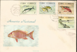 V) 1965 CARIBBEAN, FISH IN THE NATIONAL AQUARIUM, WITH SLOGAN CANCELATION IN BLACK, OVERPTINT, FDC - Brieven En Documenten