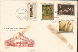 V) 1965 CARIBBEAN, PAINTINGS IN THE NATIONAL MUSEUM, HAVANA, BLACK CANCELLATION, OVERPRINT IN BLACK, FDC - Covers & Documents