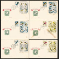 V) 1966 CARIBBEAN, CHRISTMAS,  BIRDS STAMPS, WITH SLOGAN CANCELATION, BLACK CANCELLATION, SET OF 6, FDC - Lettres & Documents
