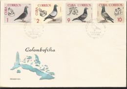 V) 1966 CARIBBEAN, BREEDING MESSENGER PIGEONS, PIGEONS IN YARD, TWO MEN, MESSAGE, WITH SLOGAN CANCELATION IN BLACK, FDC - Briefe U. Dokumente