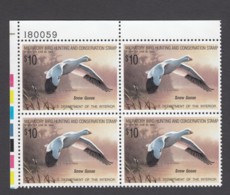 Sc#RW55 MNH Plate # Block Of 4 $10.00 1988 Duck Hunting Stamps, Migratory Bird Hunting & Conservation - Duck Stamps