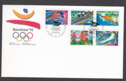 Sc#1414-1418 42-cent Barcelona 1992 Summer Olympics Issues FDC First Day Of Issue Cover Olympic Sports Theme - 1991-2000