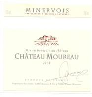 Etiket Etiquette - Vin - Wijn - Chateau Moureau - Minervois 2001 - Andere & Zonder Classificatie