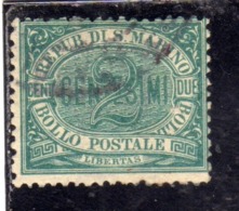 SAN MARINO 1877 - 1890 CIFRA NUMERAL CENT. 2c USATO USED OBLITERE' - Oblitérés