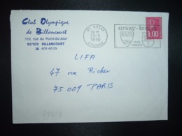 LETTRE TP M.DE BEQUET 1,00 OBL.MEC.26-9 1976 91 ORSAY ESSONNE CLUB OLYMPIQUE DE BILLANCOURT (92) - Sonstige & Ohne Zuordnung