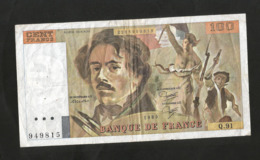 FRANCE - BANQUE De FRANCE - 100 Francs DELACROIX (1985) Serie: Q. 91 - 100 F 1978-1995 ''Delacroix''