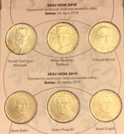 Czech Republic Set Of 6 Coins: 20 Korun 2018-2019 "Personalities" Folder UNC - Czech Republic