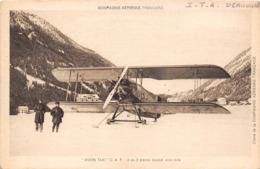 14-DEAUVILLE- I.T.A. DEAUVILLE- COMPAGNIE AERIENNE FRANCAISE, AVION TAXI C.A.F - 2 OU 3 PLACES EQUIPE AVEC SKIS - Deauville