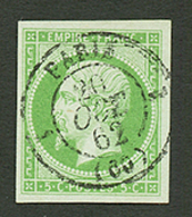 5c Empire (n°12) Oblitération Centrale PARIS. Signé SCHELLER. Superbe. - 1853-1860 Napoléon III.
