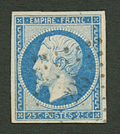 25c EMPIRE (n°15) TTB Margé Obl. Cote 290€. Signé SCHELLER. Superbe. - 1853-1860 Napoléon III