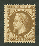 30c Lauré (n°30) Neuf *. Trés Frais. Un Dent D' Angle Courte. Cote 1200€. Signé BRUN. TTB. - 1863-1870 Napoleon III With Laurels