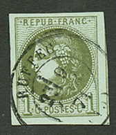 1c BORDEAUX N°39A Report 1 Obl T.17 RUFFEC. Trés Grandes Marges. Signé BRUN. Cote 275€. Superbe. - 1870 Emisión De Bordeaux