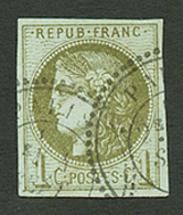 1c BORDEAUX (n°39) Obl. Cachet Perlé Type 24. Cote 550€. Signé SCHELLER. TB. - 1870 Emisión De Bordeaux