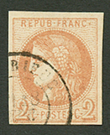 2c BORDEAUX (n°40) Obl. Cachet à Date. Signé SCHELLER. TTB. - 1870 Emission De Bordeaux